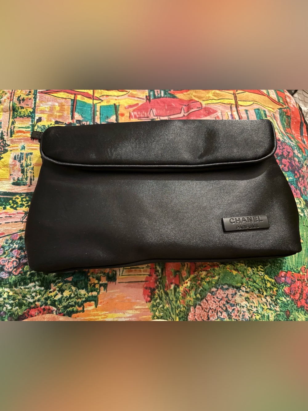 CHANEL Black Satin perfume gift Bag  make up